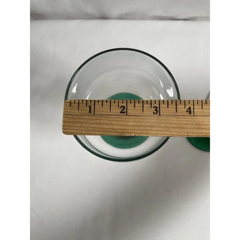 Pair of Vintage Libbey Clear Margarita Glasses W/Green Cactus Stem